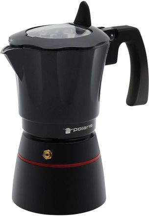 Кофеварка гейзерн. Polaris Pro collection 6C 0.3л алюминий черный [017226]