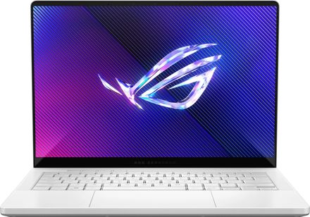 Ноутбук игровой ASUS ROG Zephyrus G14 GA403GM-SY020, 14", 2026, OLED, AMD Ryzen AI 9 465 2ГГц, 10-ядерный, 32ГБ LPDDR5x, 1ТБ SSD,  NVIDIA GeForce  RTX 5060 для ноутбуков - 8 ГБ, TGP 90Вт, без операционной системы,  белый [90nr0ql2-m000v0]