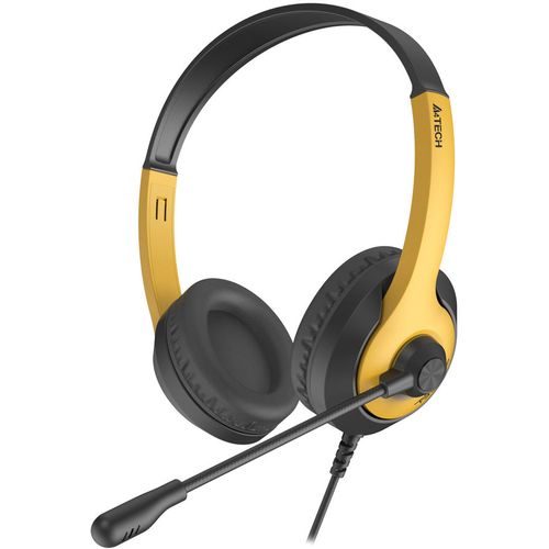 Гарнитура A4TECH Fstyler FH100U, для компьютера, накладные, проводные, желтый / черный [fh100u (bumblebee)]