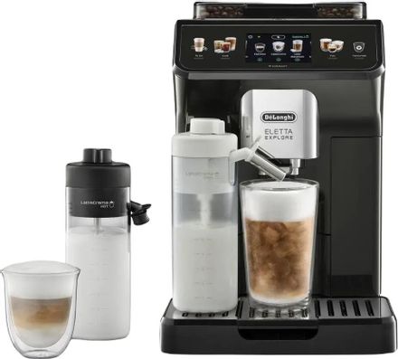 Кофемашина автоматическая DeLonghi Eletta Explore ECAM450.65.G, 19Бар, с автоматическим капучинатором, черный