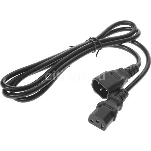 Шнур питания Lanmaster (LAN-PP13/14-1.5-BK) C13-С14 проводник.:3x0.75мм2 1.5м 250В 10А (упак.:1шт) ч