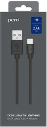 Кабель PERO DC-03, Lightning (m) - USB (m), 1м, черный