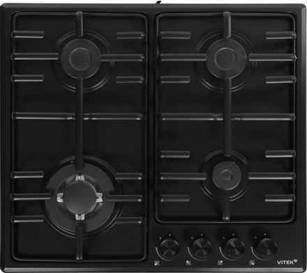 Газовая варочная панель Vitek VGH 6410W MBK, 4 конфорки, эмалированная сталь, черный