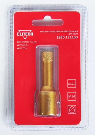 Коронка Elitech 1820.121100, универсальная, 12мм, 1шт