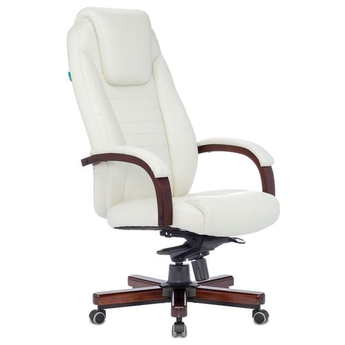 Кресло руководителя Бюрократ Т-9923Орех (T-9923Walnut), кожа, до 200кг, слоновая кость