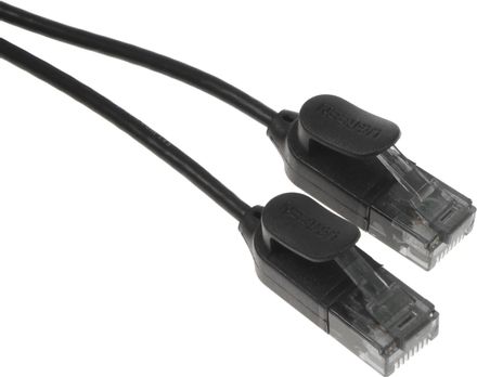 Патч-корд UGREEN NW122 литой (molded), U/UTP, кат.6A, 2м, 4 пары, 32AWG, медь, многожильный, черный