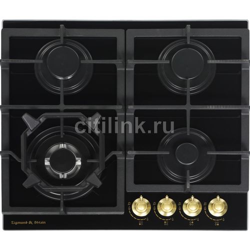 Газовая варочная панель ZIGMUND & SHTAIN Style M 26.6 A, 4 конфорки, закаленное стекло, черный