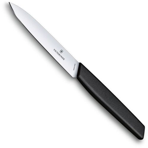 Нож кухонный Victorinox Swiss Modern, универсальный, для чистки овощей и фруктов, 100мм, заточка прямая, стальной, черный [6.9003.10]