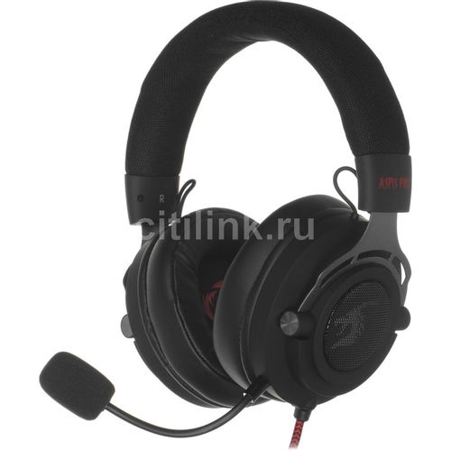Гарнитура игровая Defender Aspis Pro, для компьютера и игровых консолей, накладные, проводные, черный / красный [64221]