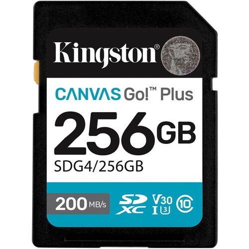 Карта памяти SDXC UHS-I Kingston Canvas Go! Plus 256 ГБ, 170 МБ/с, Class 10, SDG4/256GB, 1 шт., без адаптера