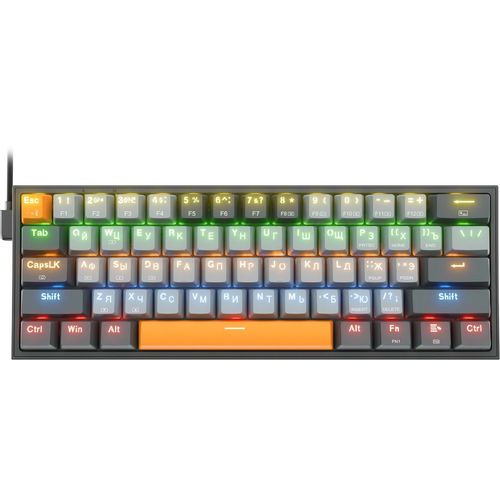 Клавиатура Redragon Fizz, проводная, USB, механическая, серый/оранжевый [72599]