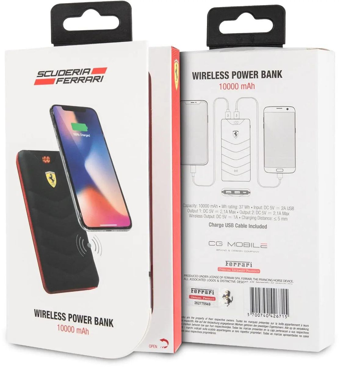 Внешний аккумулятор (Power Bank) Ferrari Rubber, 10000мAч, черный  [feopbw10kqubk] – купить в Ситилинк | 1162876