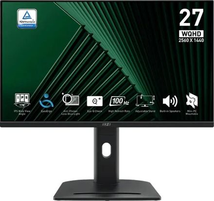 27" Монитор MSI Pro MP275QPG,  2560x1440,  IPS,  100Гц,  2хHDMI,  1хDP,  черный [9s6-3pc39m-069]