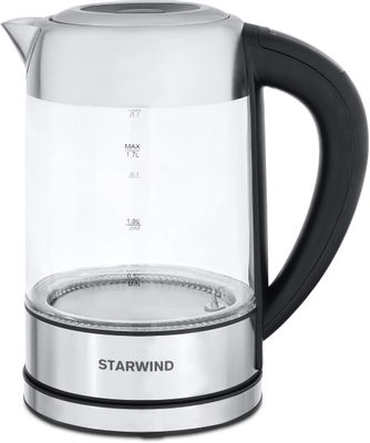 Чайник электрический StarWind SKG5213, 2200Вт, черный и серебристый ...