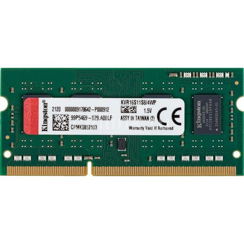 Оперативная память Kingston Valueram KVR16S11S8/4WP DDR3 - 1x 4ГБ 1600МГц, для ноутбуков (SO-DIMM), Ret