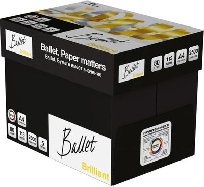 Бумага BALLET Brilliant A+, A4, для лазерной печати, 500л, 80г/м2 ...