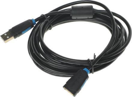 Кабель-удлинитель USB2.0 VENTION CBCBI, USB 2.0 A(m) (прямой) - USB 2.0 A (f) (прямой), GOLD , круглое, 3м, черный