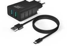Изображение товара Сетевое зарядное устройство BORASCO 37264 с 2xUSB-A и USB-C 2.4A