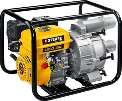 Мотопомпа бензиновая STEHER WPD-1300, для грязной воды, 1300л/мин