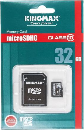 Флеш карта microSDHC 32Gb Class10 Kingmax + adapter