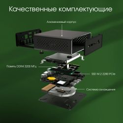 Неттоп DIGMA PRO Minimax U1 Intel Core i3 1215U, DDR4 8ГБ, 256ГБ, Windows 11 Pro, темно-серый и черный