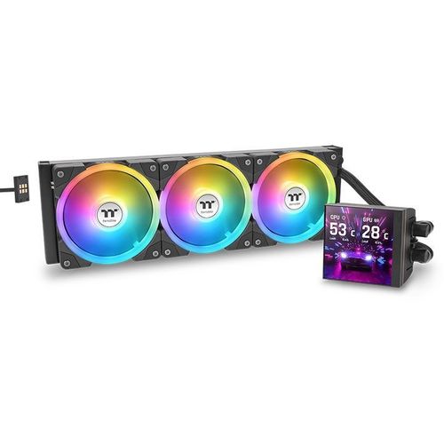 Система водяного охлаждения Thermaltake MAGFloe 360 Ultra, LCD, 4-pin, ARGB, 120мм, белый, retail [cl-w432-pl12sw-a]