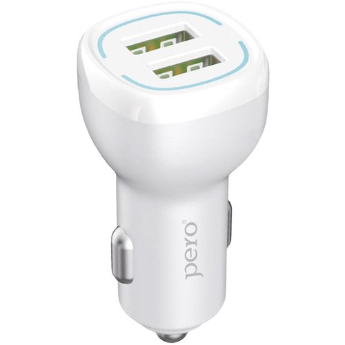 Автомобильное зарядное устройство PERO AC04, 2xUSB-A, 12Вт, 2.4A, белый [aс04ocw]