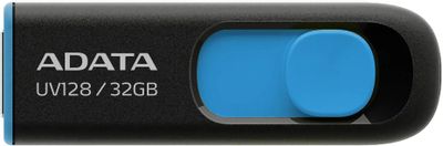 Флешка USB A-Data DashDrive UV128 32ГБ, USB3.0, черный и синий [auv128-32g-rbe]