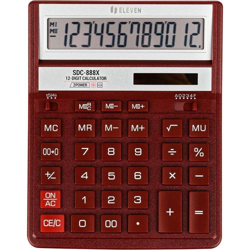 Калькулятор ELEVEN SDC-888X, 12-разрядный, красный