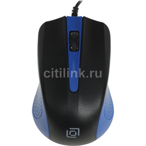 Мышь проводная Oklick 225M, оптическая, USB, 1200dpi, черный и синий [288233]