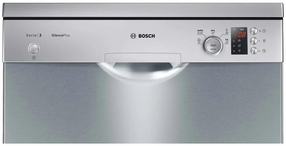 Посудомоечная машина Bosch Serie 2 SMS25AI05E, полноразмерная, напольная,  60см, загрузка 12 комплектов, серебристая – купить в Ситилинк | 1842589