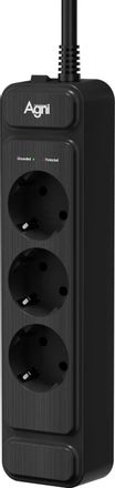 Сетевой фильтр AGNI TP-FS3E, 3м, черный [tp-fs3e-3m-black]
