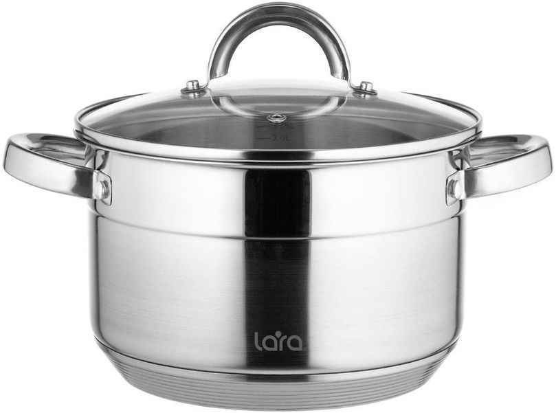 Кастрюля 4.8л LARA LR02-403, нержавеющая сталь, с крышкой