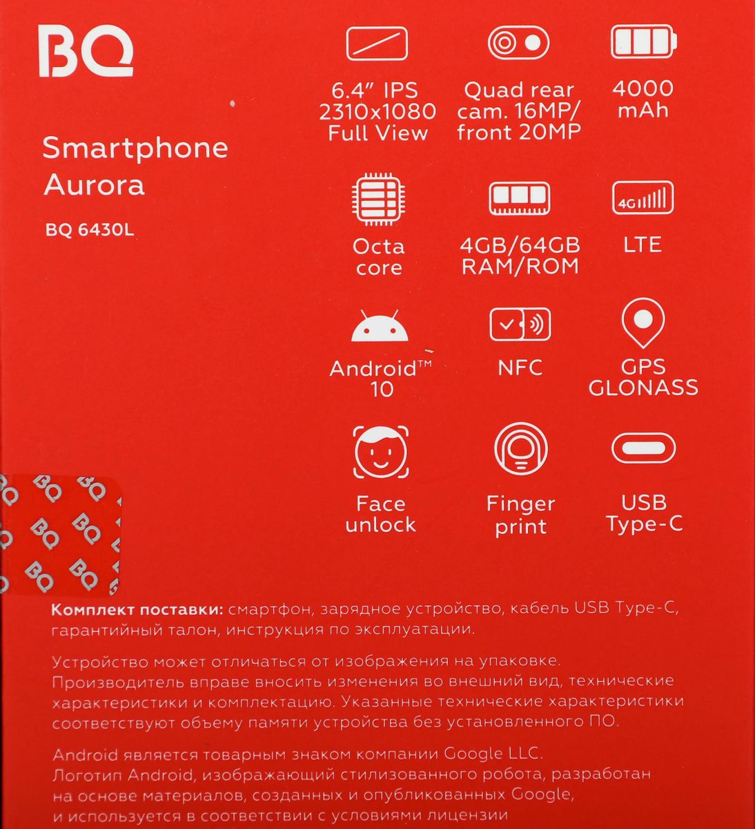 Смартфон BQ Aurora 64Gb, 6430L, черный – купить в Ситилинк | 1504268