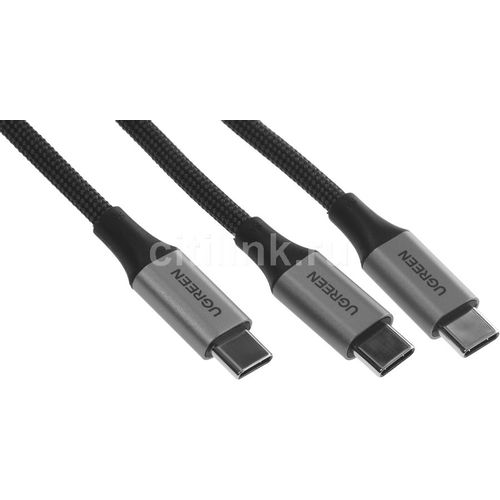 Кабель UGREEN US561, USB Type-C (m) - 2x USB Type-C (m), 1.5м, 5A, черный [35087]