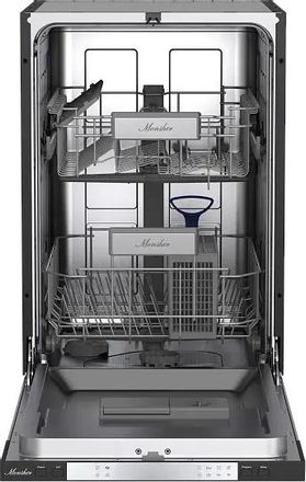 Встраиваемая посудомоечная машина MONSHER High-Tech MD 4512, узкая, ширина 44.8см, полновстраиваемая, загрузка 9 комплектов
