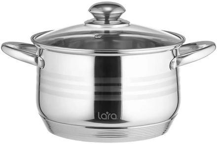 Кастрюля 3.9л LARA LR02-582, нержавеющая сталь, с крышкой