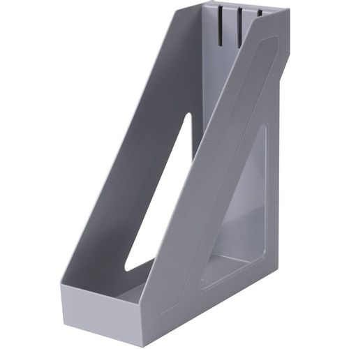 Лоток вертикальный BRAUBERG Basic, для бумаг, 265x100x285, пластик, серый [237010]
