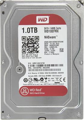 Жесткий диск WD Red WD10EFRX,  1ТБ,  HDD,  SATA III,  3.5"