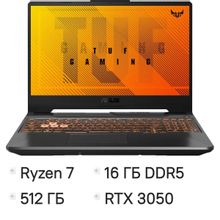 Изображение товара Ноутбук ASUS FA506NCQ-HN031 ASUS TUF Gaming 15.6" IPS Ryzen 7 170 RTX 3050 16ГБ