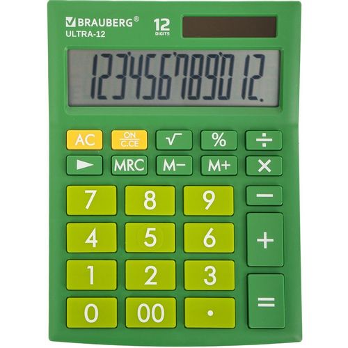 Калькулятор BRAUBERG Ultra, 12-разрядный, зеленый