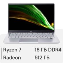 Изображение товара Ноутбук Acer Swift 3 SF314-43 14 IPS AMD Ryzen 7 16ГБ 512ГБ SSD без ОС серебристый