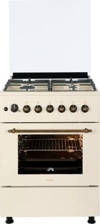 Газовая плита Nord GG 6064 YR, газовая духовка, стеклянная крышка, чугун, бежевый