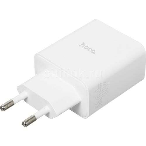 Сетевое зарядное устройство Hoco C126A Pure power PD40W three-port(2C1A) charger(EU, USB-A, 2xUSB-C, 40Вт, 3A, белый