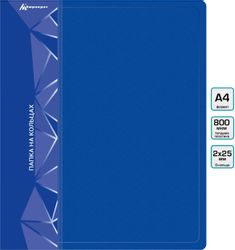Папка на кольцах Бюрократ -0840/2DBLU, 2шт колец, D-образные , A4, 40мм корешок, пластик, 0.8мм, синий