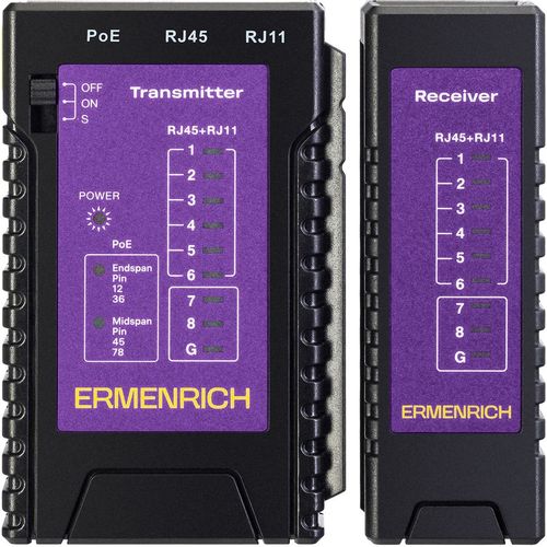 Кабельный тестер ERMENRICH NetGeeks NP10 фиолетовый, черный [85300]