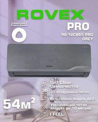Сплит-система инверторная ROVEX Megapolis Pro RS-18CBS5 настенная, до 50м2, 18000 BTU, серый