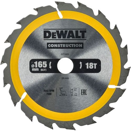 Пильный диск DeWALT DT1933-QZ, 165мм, 1.5мм, 20мм, по дереву