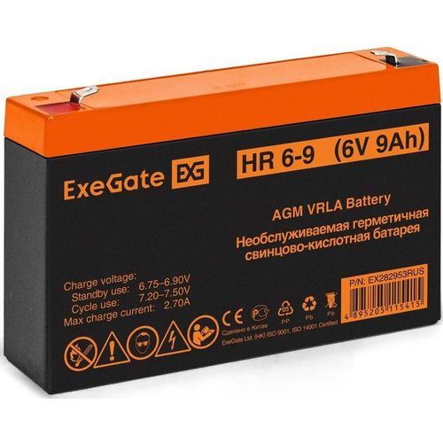 Аккумуляторная батарея EXEGATE EX282953 для ИБП, 6В, 9Ач [ex282953rus]