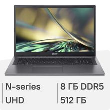 Изображение товара Ноутбук Acer Aspire 3 A317-55P-C454 17.3 IPS Intel N100 8ГБ SSD без ОС серебристый